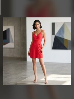 BCBGeneration Red Faux-Wrap V-Neck Mini Dress